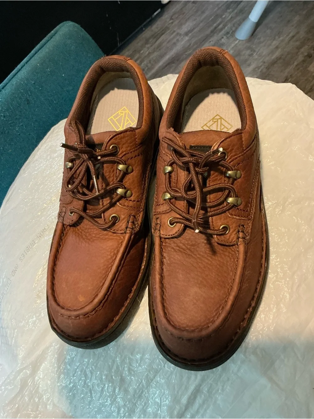 Men's Tan Leather Moc Toe Boat Shoes